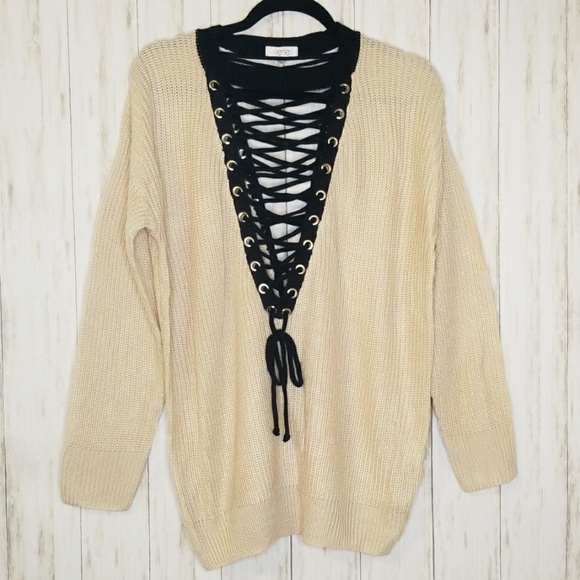 Lace Me Up Oversized Sweater - Picture 6 of 8